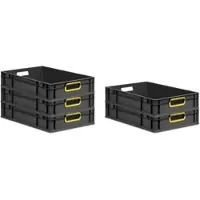 Proregal SparSet 5x Eurobox Nextgen Color HxBxT 12x40x60cm 23 Liter Griffe Gelb Offen Schwarz Eurobehälter Transportbox Transportbehälter