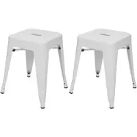 Proregal 2er-Set Hocker | Sitzhöhe 46cm | Metall, Industriedesign, stapelbar | Weiß | Metallhocker Sitzhocker