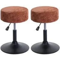 Proregal 2er-Set Hocker höhenverstellbar und drehbar | Sitzhöhe 45-57cm | Durchmesser 37cm | Stoff Chenille | Terrakotta | Sitzhocker