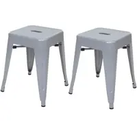Proregal 2er-Set Hocker | Sitzhöhe 46cm | Metall, Industriedesign, stapelbar | Grau | Metallhocker Sitzhocker
