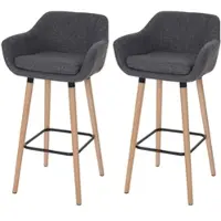 Proregal 2er-Set Barhocker Oslo Mit Lehne Sitzhöhe 79cm Textil Grau Barstuhl Tresenhocker