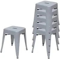 Proregal 6er-Set Hocker Sitzhöhe 46cm Metall Industriedesign Stapelbar Grau Metallhocker Sitzhocker