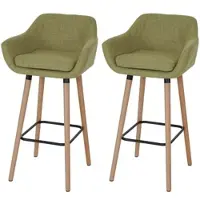 Proregal 2er-Set Barhocker Oslo Mit Lehne Sitzhöhe 79cm Textil Hellgrün Barstuhl Tresenhocker