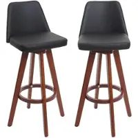 Proregal 2er-Set Barhocker Drehbar Mit Lehne Sitzhöhe 72cm Holz Kunstleder Drehbar Schwarz Barstuhl Tresenhocker