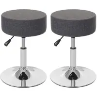 Proregal 2er-Set Hocker Höhenverstellbar Und Drehbar Sitzhöhe 43-55cm Durchmesser 35cm Textil Grau Sitzhocker Schminkhocker