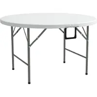 Outsunny Klappbarer runder Gartentisch Ø122 cm, bietet Platz für 6 Personen, ideal für Veranstaltungen, Metallgestell, Tischplatte aus HDPE