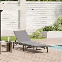 vidaXL Möbel Sonnenliege mit Auflage Beige Poly Rattan - Gartenliegen CC3849