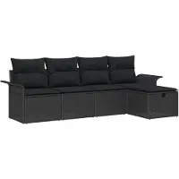 vidaXL Gartensofa-set 5 stk. Schwarz Poly-Rattan