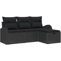 vidaXL Sofa Set 4 Stk. Schwarz Poly-Rattan