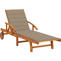 Helloshop26 - Sonnenliege Deckstuhl Sonnenbett Gartenbett Terrassenmöbel mit Kissen massives Akazienholz 02_0012362