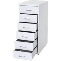 Proregal Rollcontainer Housten | HxBxT 69x28x41cm | 6 Schubladen | Weiß | Schubladenschrank Stahlschrank
