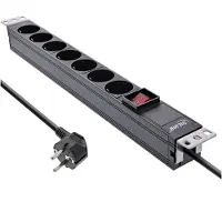 InLine 16411S, 7 AC-Ausgänge, Typ F, 3680 W, 1,5 mm², Typ F (Schuko), Schwarz