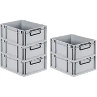 Proregal SparSet 5x Eurobox Nextgen Color HxBxT 17x30x40cm 16 Liter Griffe Schwarz Geschlossen Grau Eurobehälter Transportbox Transportbehälter