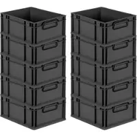 Proregal SuperSparSet 10x Eurobox Nextgen Color HxBxT 17x30x40cm 16 Liter Griffe Schwarz Geschlossen Schwarz Eurobehälter Transportbox