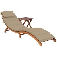 Helloshop26 - Sonnenliege Deckstuhl Sonnenbett Gartenbett Terrassenmöbel mit Tisch und Kissen Akazienholz 02_0012638