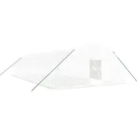 Helloshop26 - Gewächshauszelt für Pflanzen Blumen und Gemüse mit Stahlrahmen 84 m2 14 x 6 x 2,85 m weiß 02_0044637