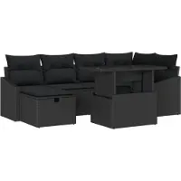 vidaXL Gartensofa-set 7 stk. Schwarz Poly-Rattan
