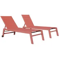 Happy Garden 2er Set Sonnenliegen BARBADOS aus Textilene Terracotta - Aluminium Terracotta