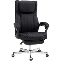 Vinsetto Bürostuhl, ergonomischer Bürostuhl, höhenverstellbar, verstellbare Rückenlehne, Armlehnen, Fußstütze und Kopfstütze, Schwenkrollen, 65 x 61 x 105–113 cm, Schwarz