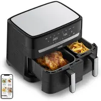 Tefal Dual Easy Fry & Grill EY9018, Heißluftfritteuse, 8,3 l, Doppel, Schwarz, Berührung, Eigenständig