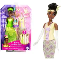 Mattel Disney Princess Toys Tiana Fashion Doll mit 2 Look 9 Accessoires 2 Snap-on Modices & 2 Rcke 2-in-1-Geschichten inspiriert von Disney Movi