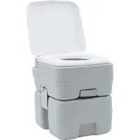 vidaXL Camping-Toilette Grau und Weiß 41,5 x 36,5 x 42 cm Polyethylen