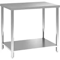 HOMCOM Werkbank mit 2 Ablagen, Edelstahl-Werkstattarbeitsplatte, geeignet für Werkstatt, Garage, Schuppen, Tragkraft 100 kg, 90 x 60 x 86 cm, Silber