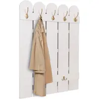 Mendler Wandgarderobe HWC-N95, Garderobe Garderobenpaneel, Paulownia 7 Haken 86x60cm ~ weiß