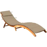 Helloshop26 - Sonnenliege Deckstuhl Sonnenbett Gartenbett Terrassenmöbel mit Kissen massives Akazienholz 02_0012385