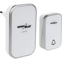 Greenblue Kabellose Türklingel Kabelloses, batterieloses, Kinetisches Klingelsystem mit 38 Melodien, Reichweite bis zu 200 m, IP44 (1x Steckdosen-Empfänger + 1x