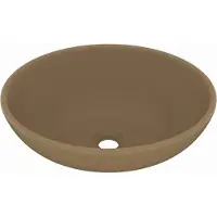 vidaXL s Ovales Waschbecken Matt Creme 40x33 cm Keramik