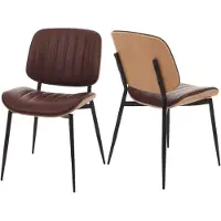 Mendler 2er-Set Esszimmerstuhl HWC-O44, Küchenstuhl Stuhl, Bugholz Kunstleder natur, vintage braun