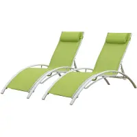 Happy Garden 2erSet Sonnenliegen GALAPAGOS aus grünem Textilene - weißes Aluminium