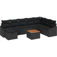 vidaXL Gartensofa-set 9 stk. Schwarz Poly-Rattan