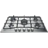 Ariston Hotpoint PCN 752 T/IX/HA, Schwarz, Edelstahl, Integriert, 75 cm, Gaskochfeld, Edelstahl, 5 Zone(n)