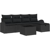 vidaXL Sofa Set 6 Stk. Schwarz Poly-Rattan