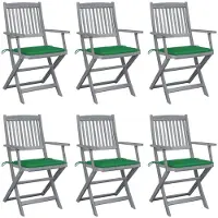 vidaXL Klappbare Gartenstühle 6 Stk. mit Sitzkissen Massivholz Akazie