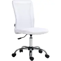 Vinsetto ergonomischer Bürostuhl, höhenverstellbar, verchromtes Fußkreuz, 360° drehbar, weißer Netzbezug