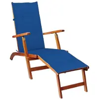Helloshop26 - Sonnenliege Deckstuhl Sonnenbett Gartenbett Terrassenmöbel mit Fußstütze und Kissen massives Akazienholz 02_0012574