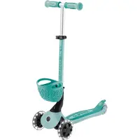 Globber GO-UP BABY 360 LIGHTS – 3in1 Aufsitzrad, Laufrad, Scooter, verstellbar, LED-Rollen, LED-Modul, mint