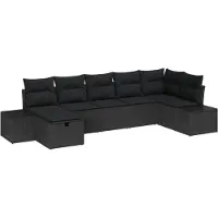vidaXL Gartensofa-set 7 Stk. Schwarz Poly-Rattan