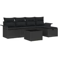 vidaXL Gartensofa-set 6 Stk. Schwarz Poly-Rattan