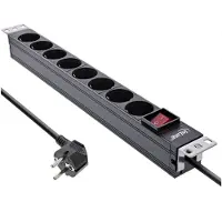 InLine 16412S, 8 AC-Ausgänge, Typ F, 3680 W, 1,5 mm², Typ F (Schuko), Schwarz
