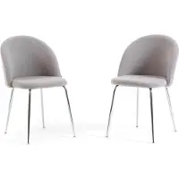 Idea New Garden Srl Set 2 Esszimmerstühle aus Teddy-Stoff, gepolstert mit Metallbeinen, moderne Stühle für Küche, Esszimmer, Bar und Restaurants SARA - Hellgrau / Silber