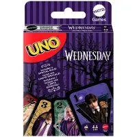 Mattel Games UNO Wednesday Kartenspiel für Kinder, Erwachsene und Familienabende, Spiel für Sammler, von der Serie inspiriert, Kartenspiel, Familie, 7 Jahr(e)