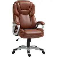 HOMCOM Bürostuhl, Schreibtischstuhl, Computerstuhl mit Wippfunktion, hoher Rückenlehne, 360° drehbaren Rollen, höhenverstellbar, braun