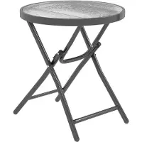 Outsunny runder Bistro-Gartentisch, Ø 60 x 50 cm (H), klappbar, schwarzes Metall, Tischplatte aus gehärtetem Glas