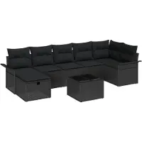 vidaXL Gartensofa-set 8 Stk. Schwarz Poly-Rattan