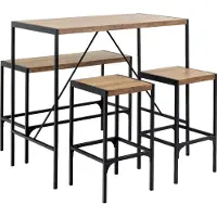 Ebuy24 Bahamas Bartisch Set Tisch, Bank und 2 Stühle Natur.