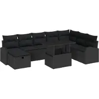 vidaXL Gartensofa-set 9 stk. Schwarz Poly-Rattan